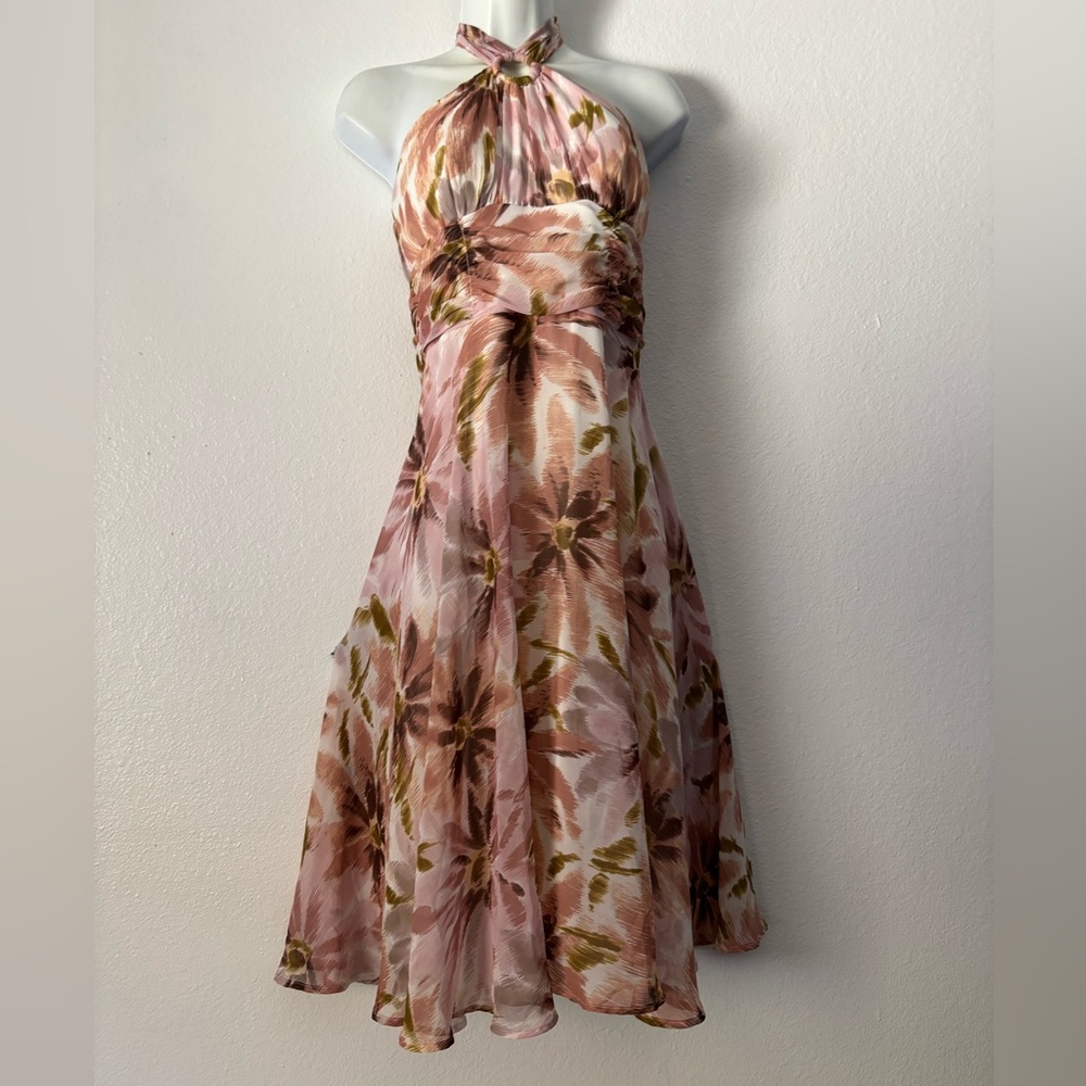 CONNECTED APPAREL Strapless Floral Dress in Pink and Green Size 6